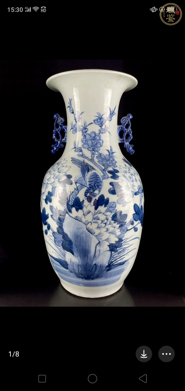 古玩花鳥紋青花瓶真品鑒賞圖