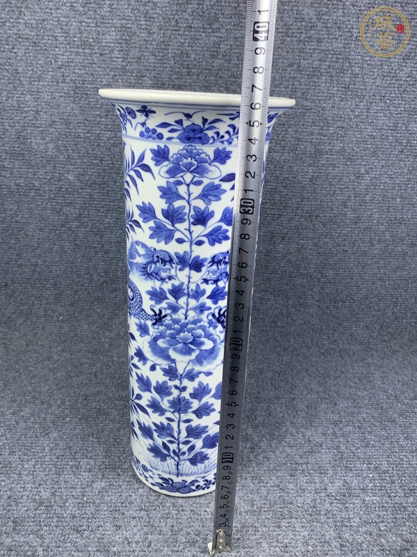 古玩陶瓷青花雙龍穿花紋大箭筒真品鑒賞圖