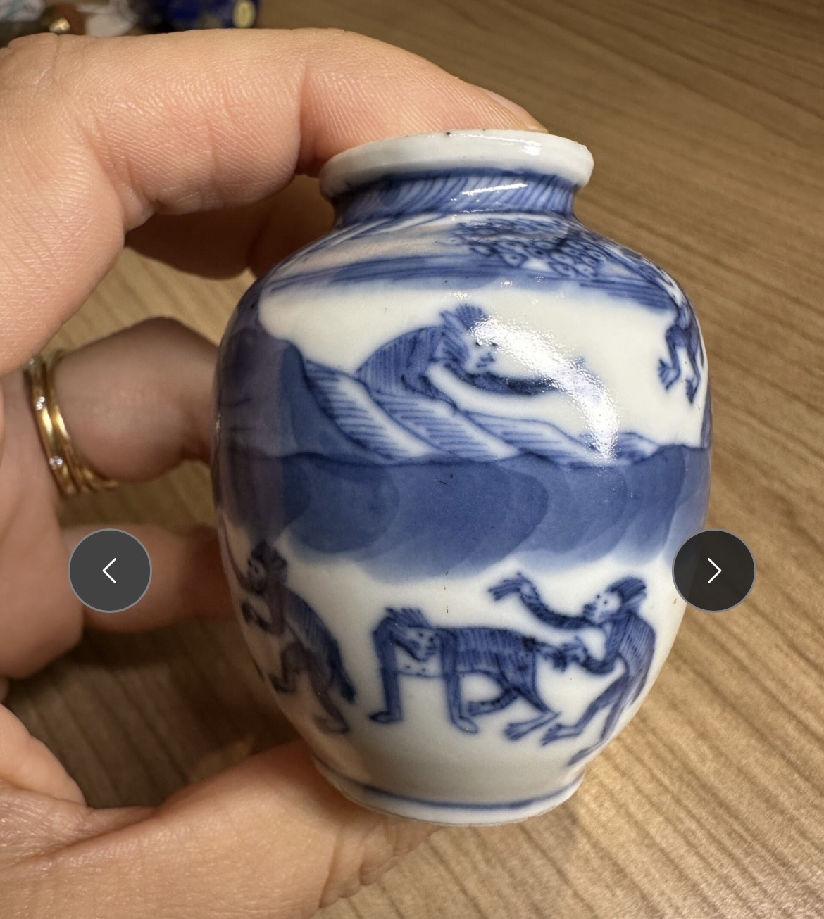 元・古陶磁器・青花龍紋・釉里紅・梅瓶・花瓶』極細工・東洋彫刻