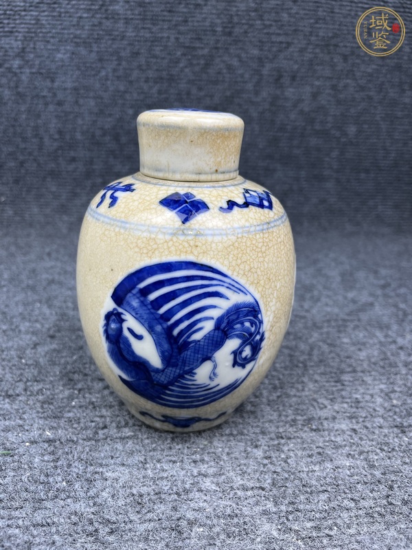 古玩哥釉青花團(tuán)鳳紋蓮子罐真品鑒賞圖