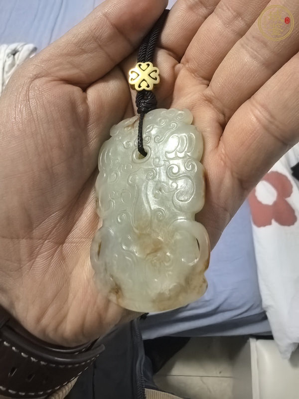 古玩玉器白玉獸面紋佩真品鑒賞圖