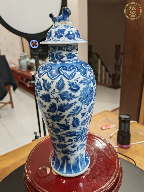 古玩陶瓷青花纏枝花卉紋雞腿瓶真品鑒賞圖