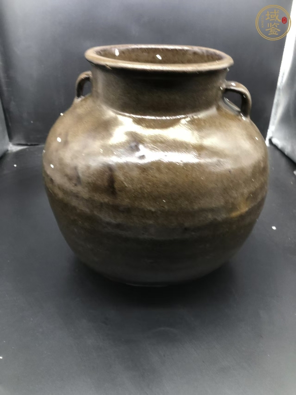 古玩陶瓷磁州窯茶葉末釉雙系罐真品鑒賞圖