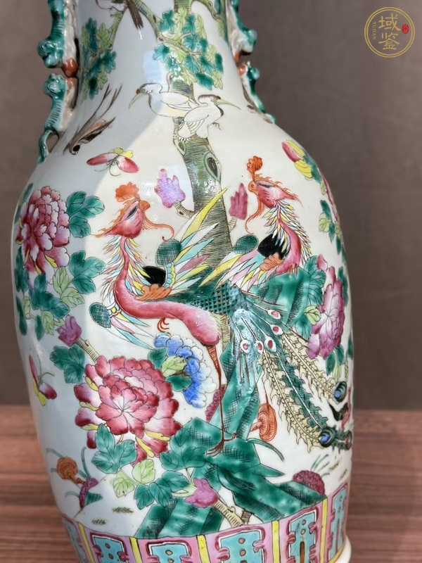 古玩陶瓷鳳紋粉彩瓶真品鑒賞圖