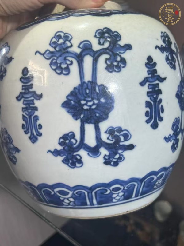 古玩陶瓷清康熙青花花卉壽字紋罐真品鑒賞圖