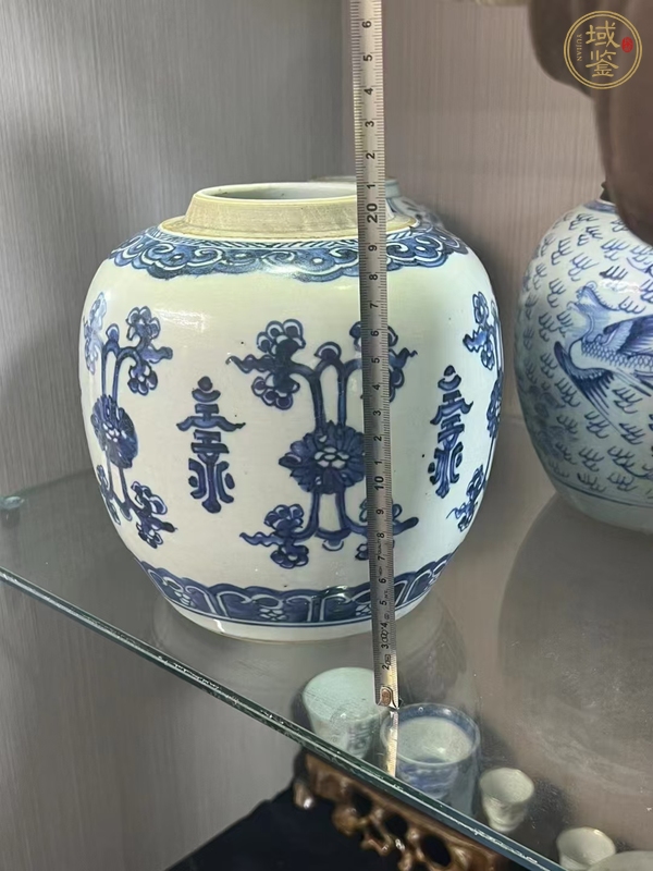 古玩陶瓷清康熙青花花卉壽字紋罐真品鑒賞圖