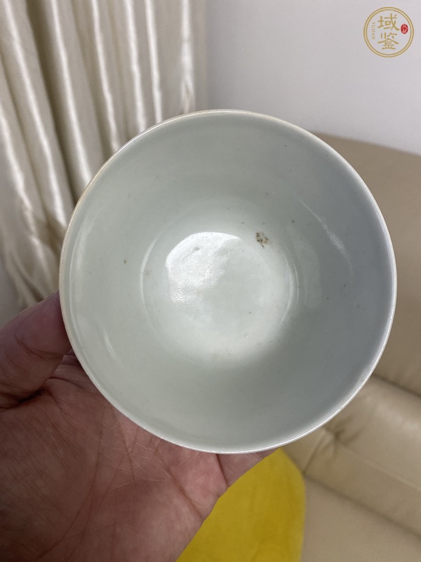 古玩陶瓷粉彩三星高照?qǐng)D仰鐘杯真品鑒賞圖