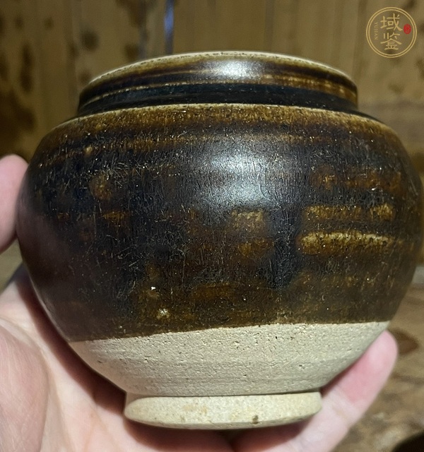 古玩陶瓷耀州窯黃釉窯變弦紋茶入真品鑒賞圖