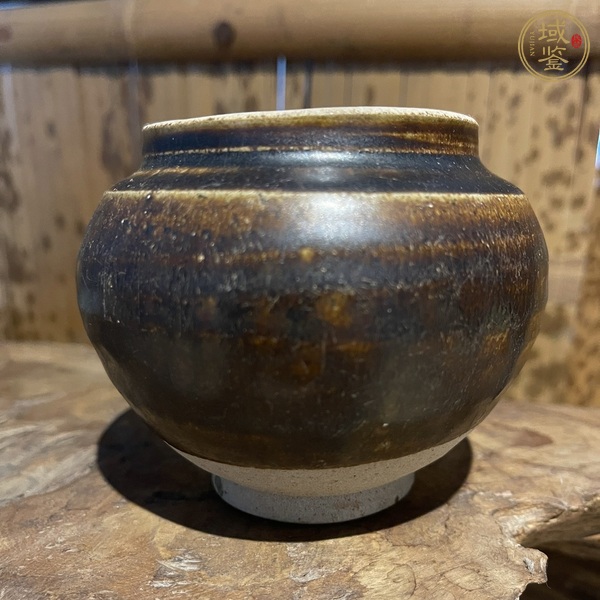 古玩陶瓷耀州窯黃釉窯變弦紋茶入真品鑒賞圖