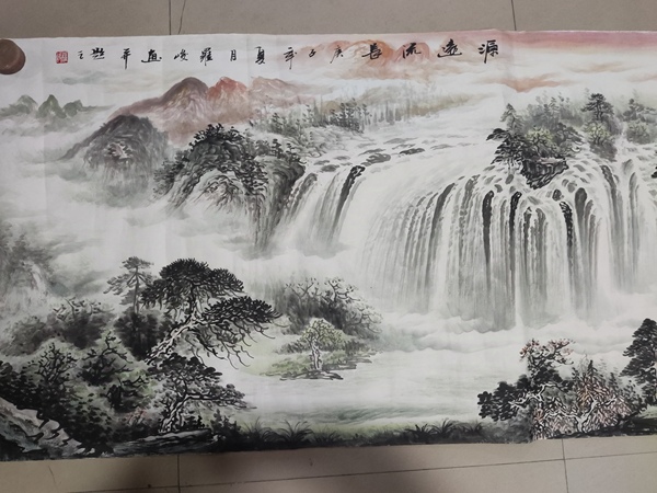 古玩字畫帶合影中美協(xié)名家羅峻 山水拍賣,當(dāng)前價(jià)格388元