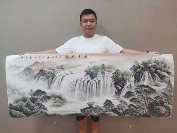 古玩字畫帶合影中美協(xié)名家羅峻 山水拍賣,當(dāng)前價(jià)格388元