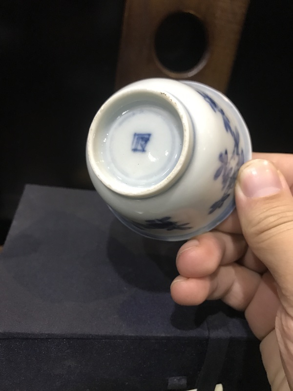 古玩陶瓷（精品主人杯）清-康熙-三多花卉紋-青花主人杯一對拍賣，當前價格1022元