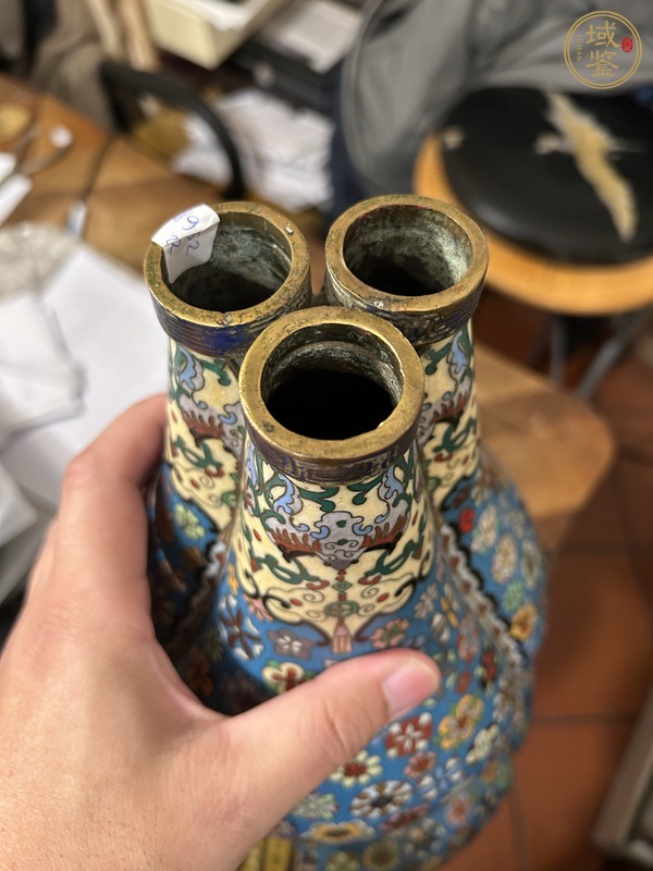 古玩銅器掐絲琺瑯工藝瓶真品鑒賞圖