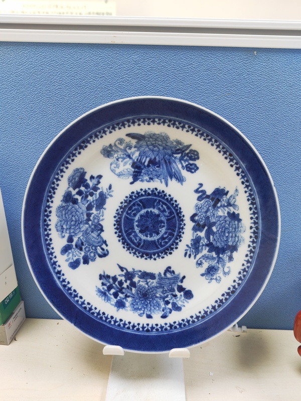 古玩陶瓷青花折枝花卉紋折沿盤拍賣,當前價格1380元