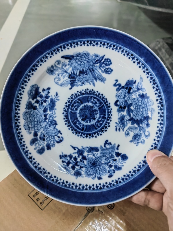 古玩陶瓷青花折枝花卉紋折沿盤拍賣,當前價格1380元