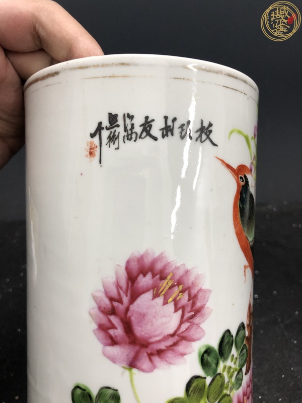 古玩陶瓷花鳥紋帽筒真品鑒賞圖