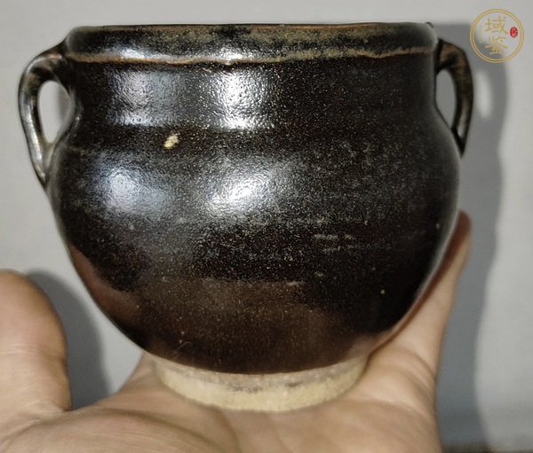 古玩陶瓷耀州窯黑釉雙耳茶入真品鑒賞圖