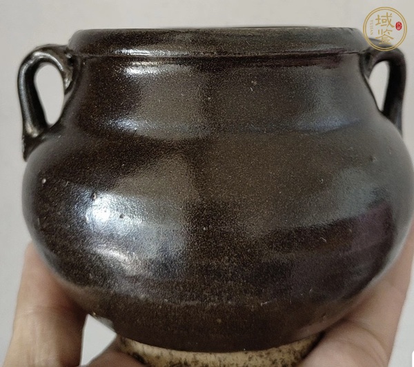 古玩陶瓷耀州窯黑釉雙耳茶入真品鑒賞圖