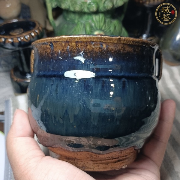 古玩陶瓷燕川窯窯變黑釉雙系茶入真品鑒賞圖