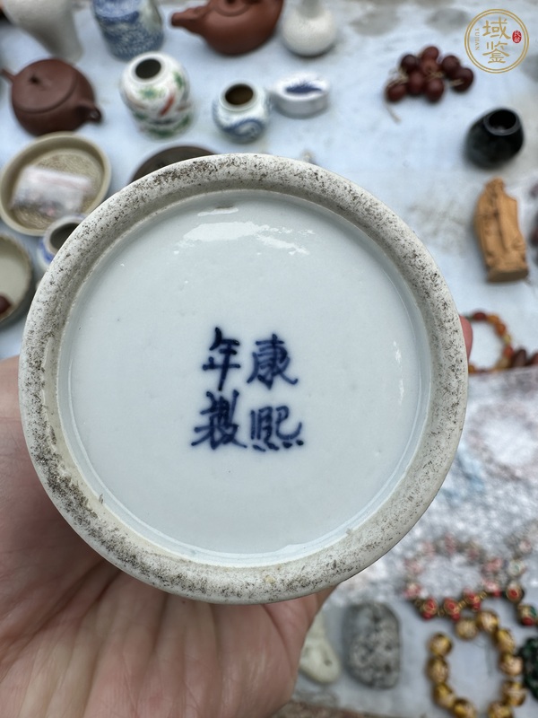 古玩陶瓷青花雙龍穿花卉紋花觚真品鑒賞圖