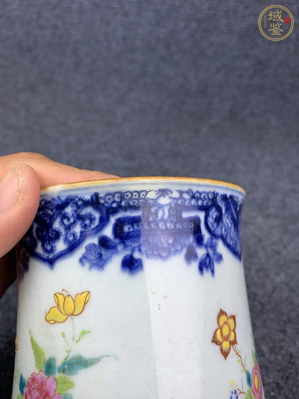 古玩陶瓷青花粉彩大號馬克杯真品鑒賞圖