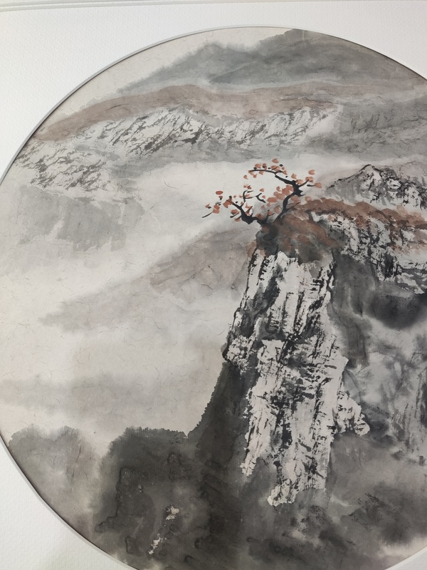 古玩字畫手工精裱中美協名家王小軍 山水圓光拍賣,當前價格388元