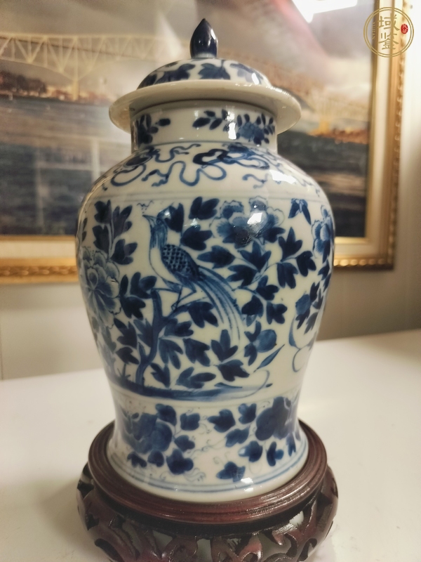 古玩陶瓷花鳥紋青花將軍罐真品鑒賞圖