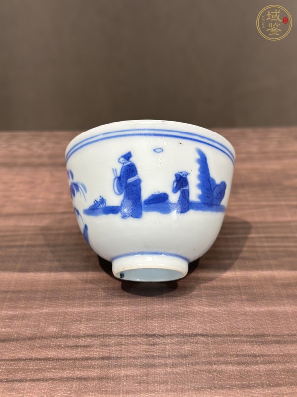 古玩陶瓷青花山水人物紋杯 真品鑒賞圖