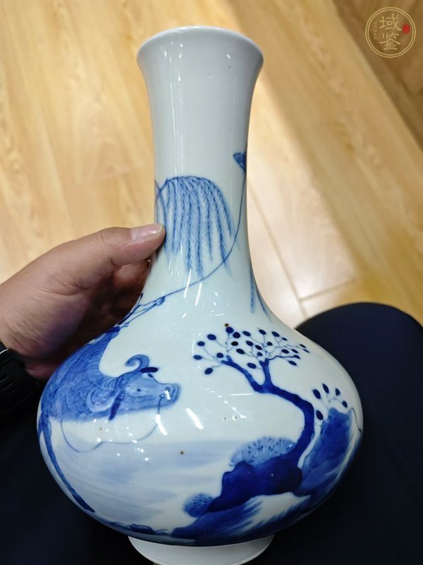 古玩陶瓷牧牛圖青花瓶真品鑒賞圖