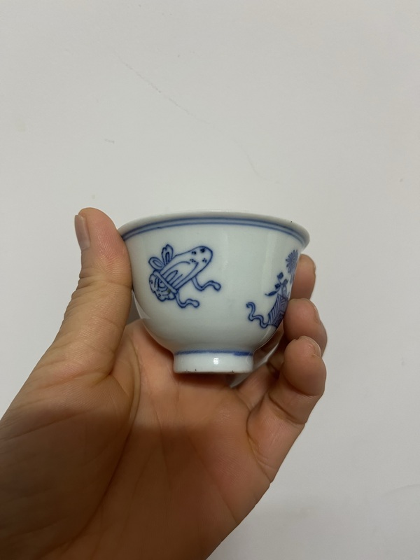 古玩陶瓷青花博古花卉紋杯拍賣，當(dāng)前價格4500元