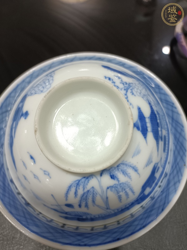 古玩陶瓷晚清青花蓋碗真品鑒賞圖