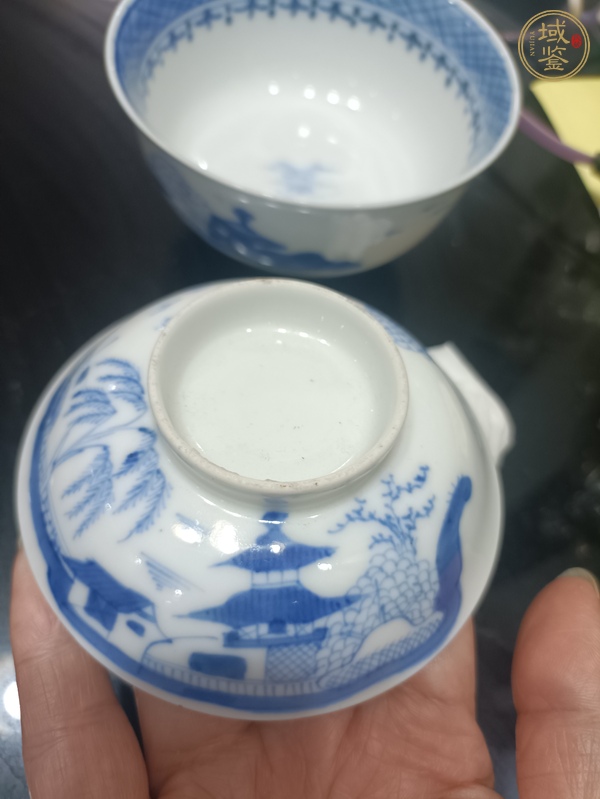 古玩陶瓷晚清青花蓋碗真品鑒賞圖