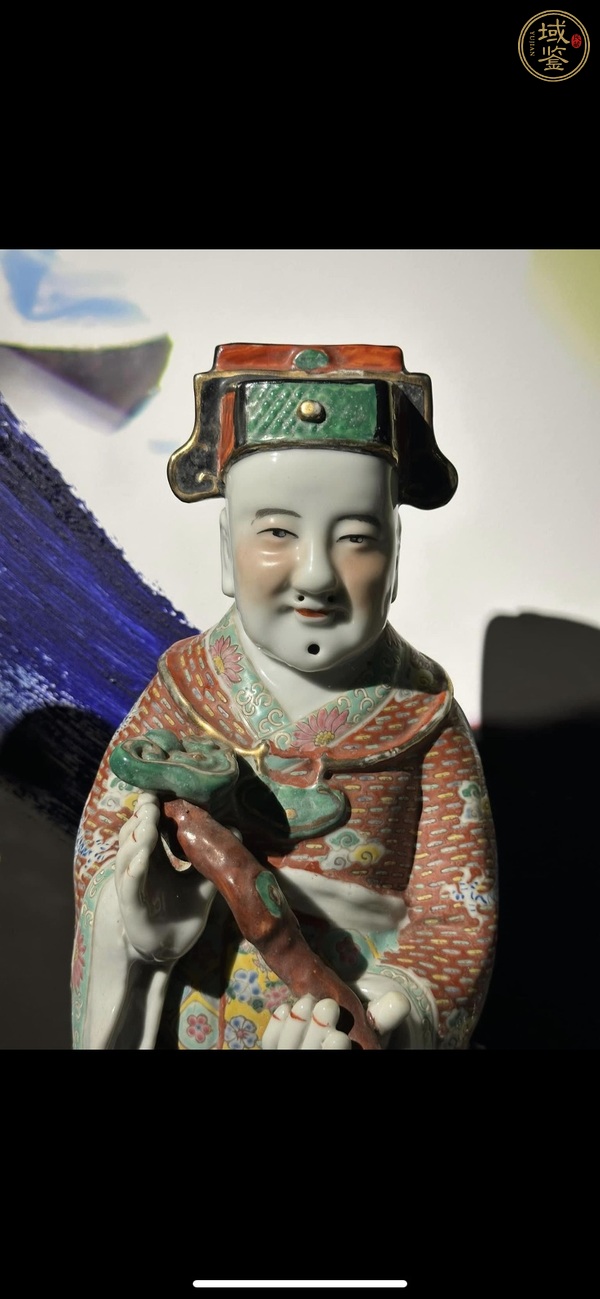 古玩陶瓷粉彩三星高照造像真品鑒賞圖