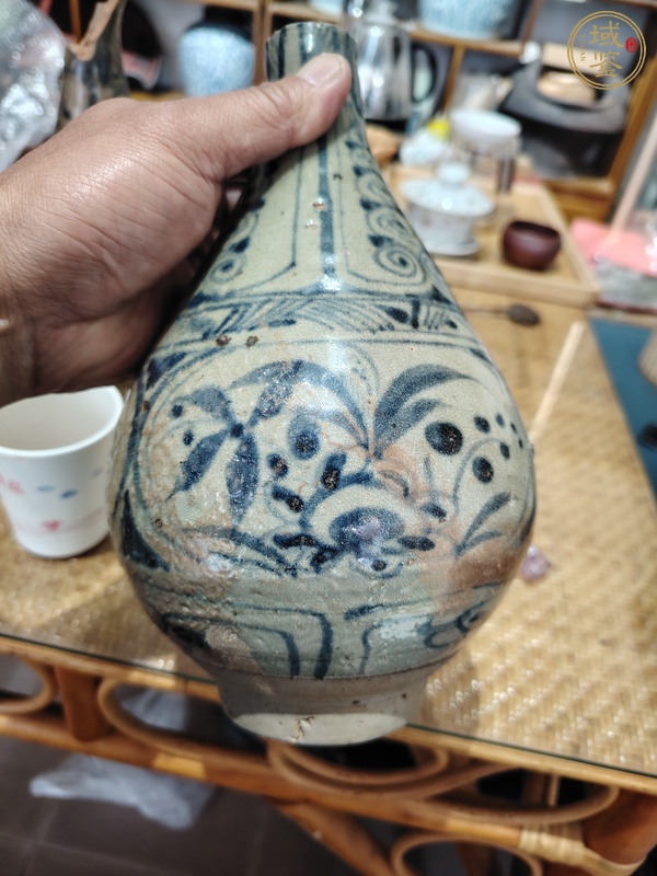 古玩陶瓷玉溪窯青花花卉紋玉壺春瓶真品鑒賞圖