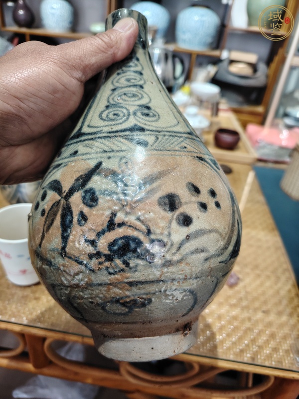 古玩陶瓷玉溪窯青花花卉紋玉壺春瓶真品鑒賞圖