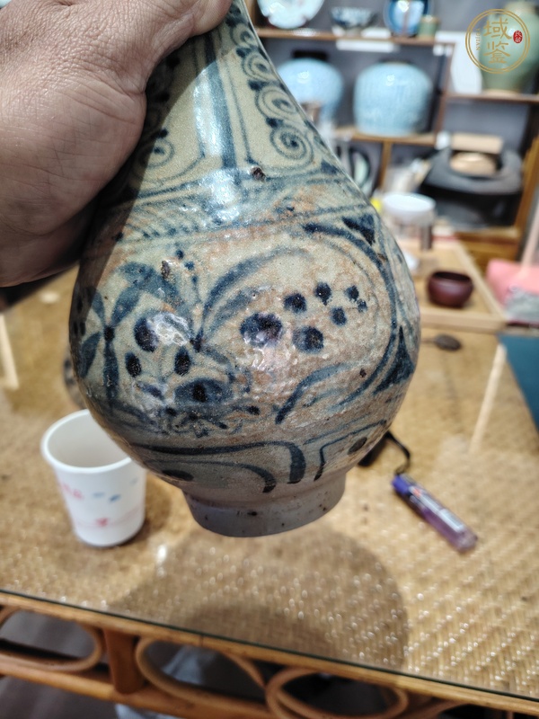 古玩陶瓷玉溪窯青花花卉紋玉壺春瓶真品鑒賞圖