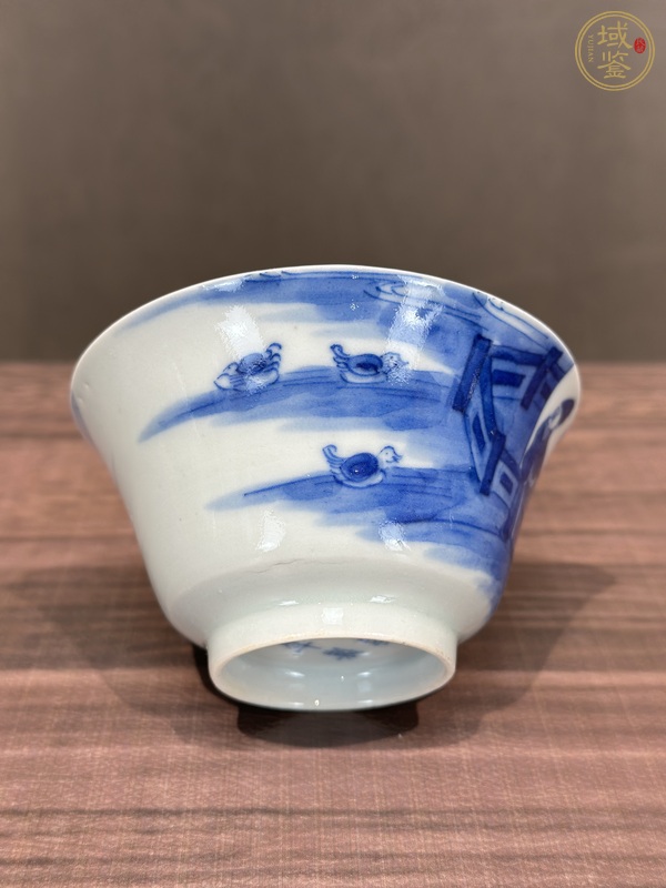 古玩陶瓷青花愛鵝圖茶碗真品鑒賞圖