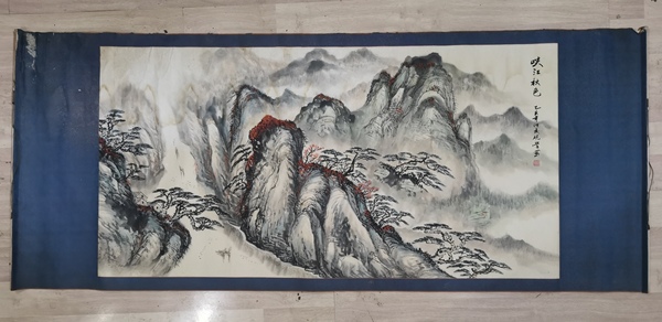 古玩字畫河北美協(xié)會員著名山水畫家呂硯學(xué)山水拍賣，當(dāng)前價格299元