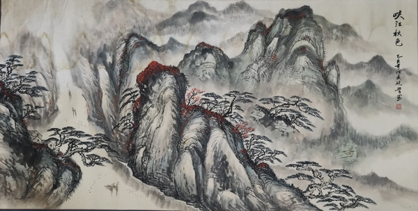 古玩字畫河北美協(xié)會(huì)員著名山水畫家呂硯學(xué)山水拍賣，當(dāng)前價(jià)格499元