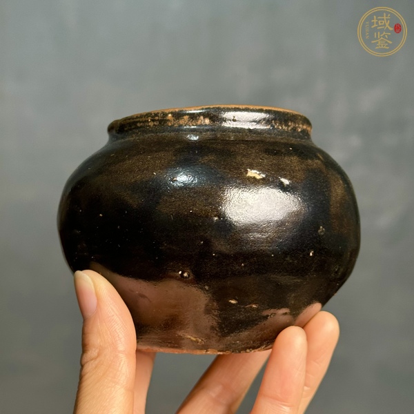 古玩陶瓷磁州窯褐釉茶入真品鑒賞圖