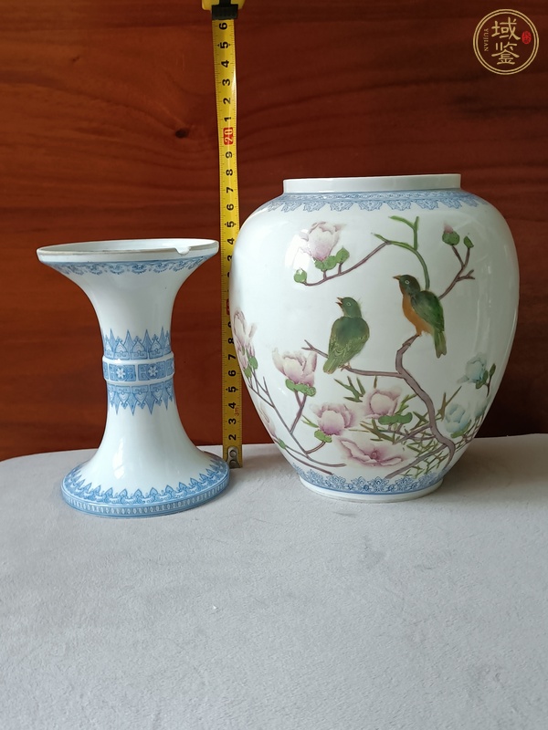 古玩陶瓷粉彩花鳥花卉紋宮燈真品鑒賞圖