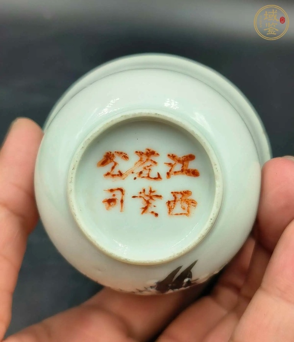 古玩陶瓷粉彩梅花圖仰鐘杯真品鑒賞圖