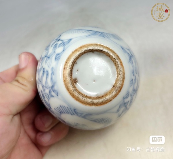 古玩陶瓷青花纏枝花紋小卷缸真品鑒賞圖