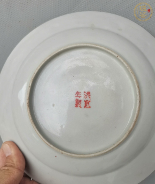 古玩陶瓷粉彩花鳥紋折沿盤真品鑒賞圖