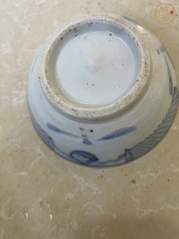 古玩陶瓷青花網格紋茶碗真品鑒賞圖