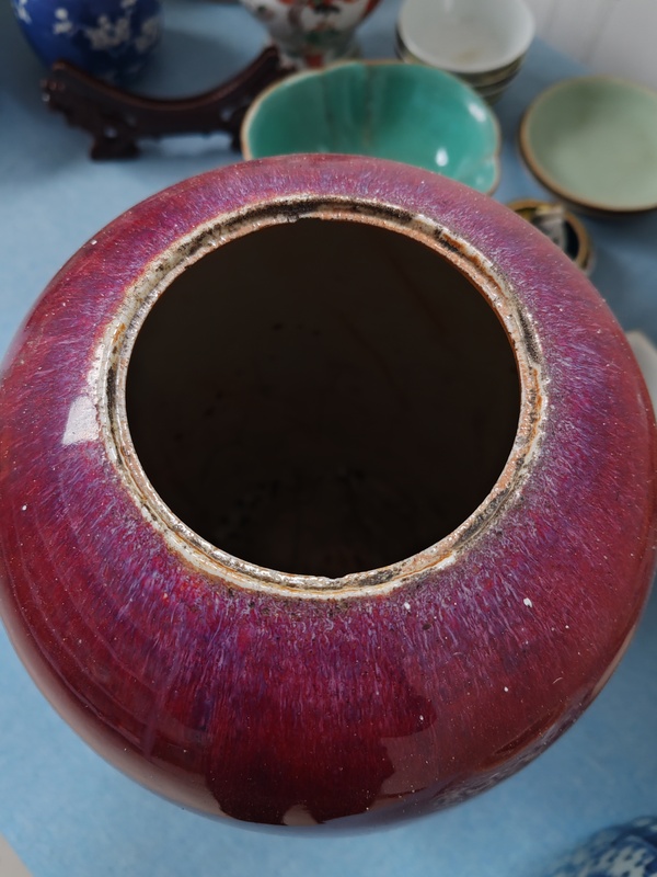古玩陶瓷清中期紅釉冬瓜罐拍賣,當前價格6800元