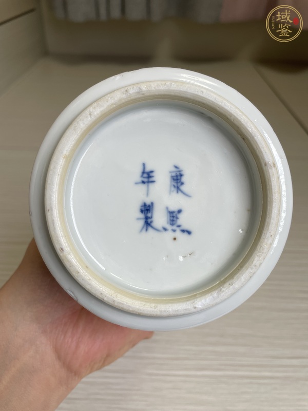 古玩陶瓷青花仕女嬰戲圖花觚真品鑒賞圖