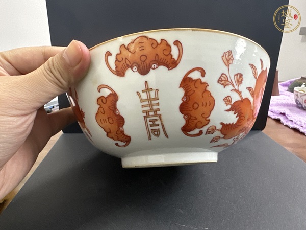 古玩陶瓷福壽三多紋碗真品鑒賞圖