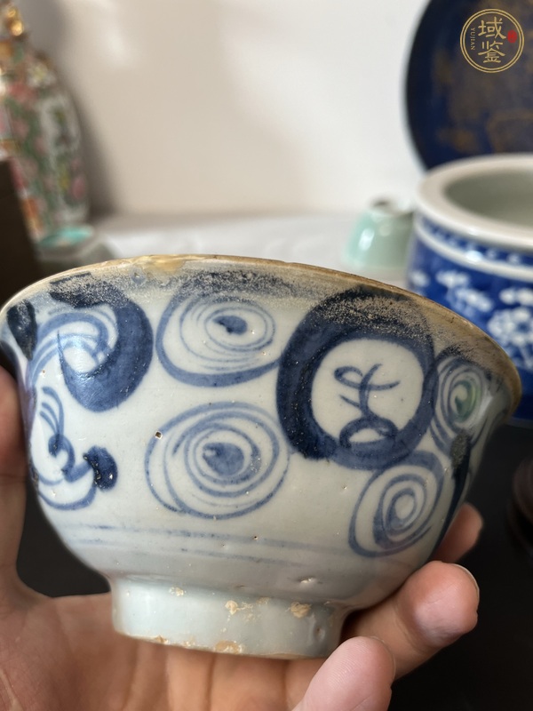 古玩陶瓷青花螺旋紋茶碗真品鑒賞圖