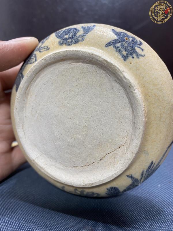 古玩陶瓷青花模印花卉紋子母粉盒真品鑒賞圖